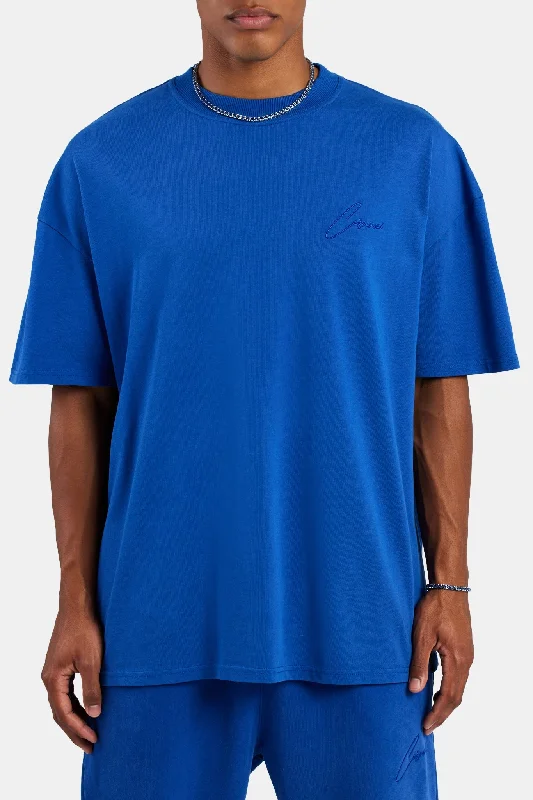 Cernucci Font Oversized T-Shirt - Cobalt