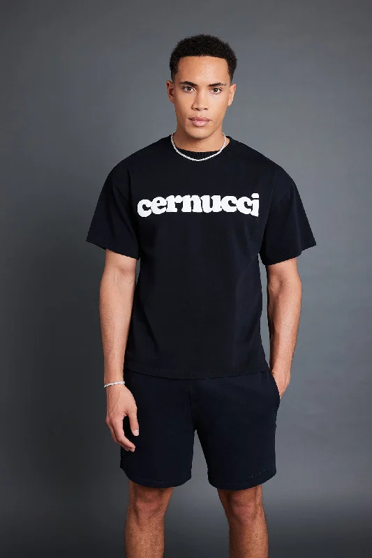 Cernucci Mens Puff Print T-Shirt - Black