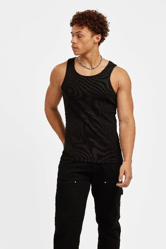 Cernucci Muscle Fit Ribbed Vest - Black