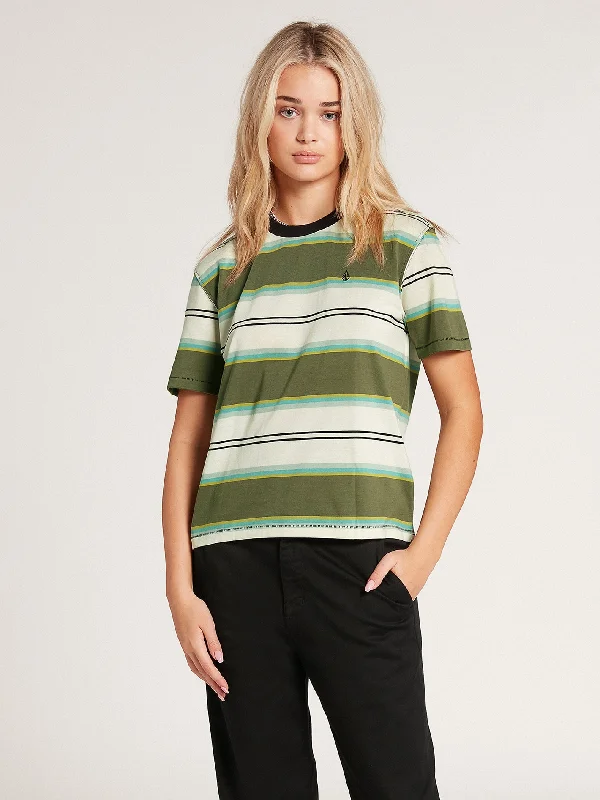 Choice Is Yours Striped Short Sleeve Tee - Army Green Combo