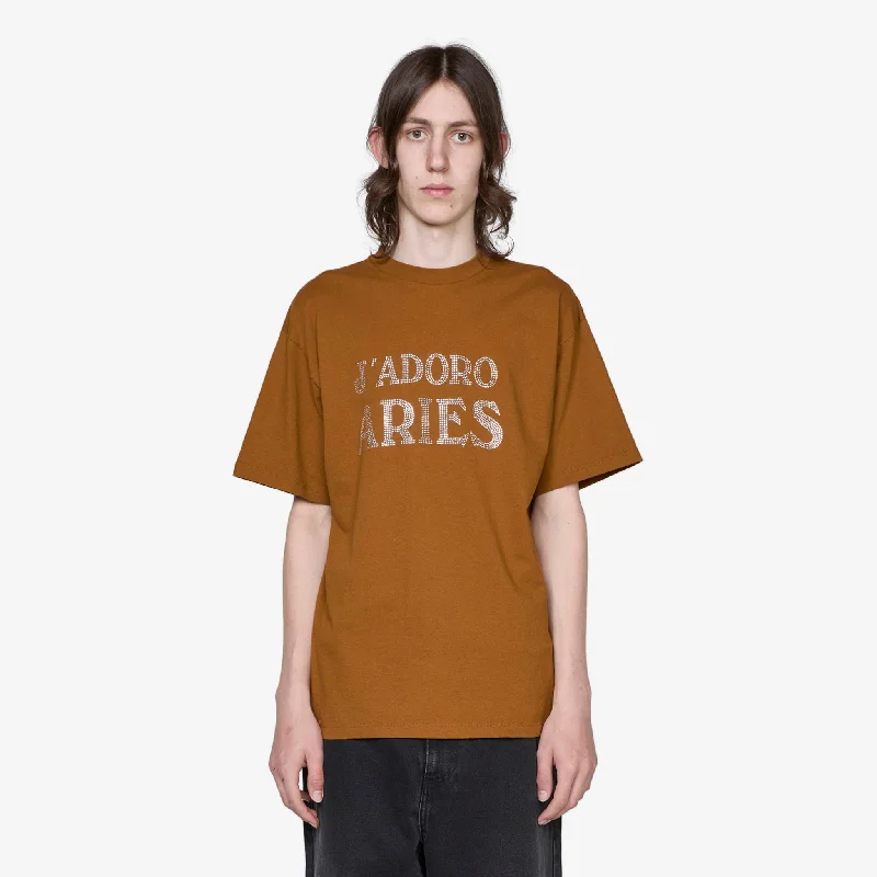 J'Adoro Aries Diamante T-Shirt Brown